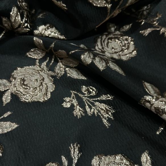 JACQUARD BROCADO DUPLA FACE BLACK & ROSE • Conexão Tecidos