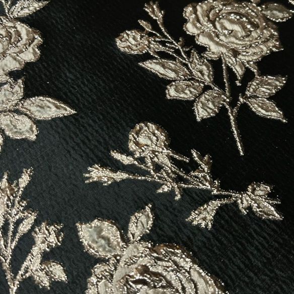 JACQUARD BROCADO DUPLA FACE BLACK & ROSE • Conexão Tecidos