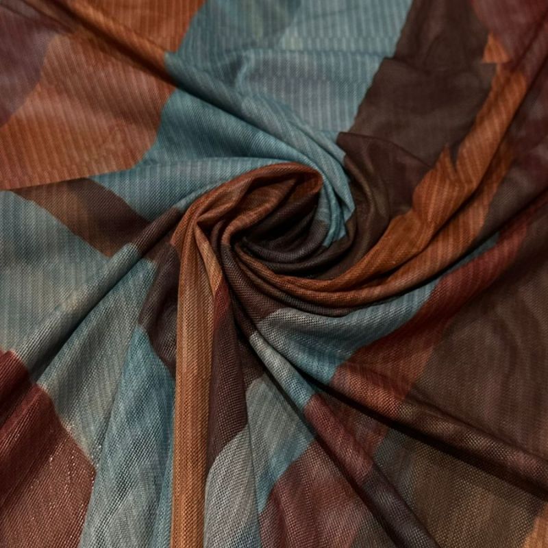 Tecido Tule De Malha Estampado Geometria Atlântica Terra • Conexão