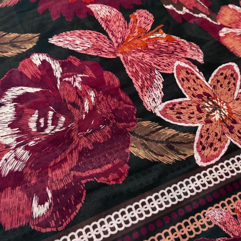 TULE DE MALHA ESTAMPADO BARRADO • Conexão Tecidos