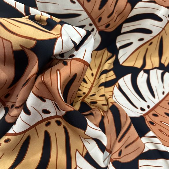 TECIDO VISCOSE ESTAMPADA COSTELA DE ADÃO • Conexão Tecidos