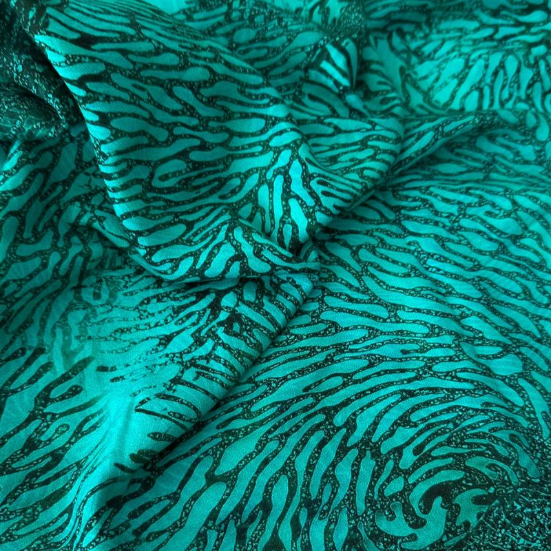 Tecido Crepe De Viscose Estampado Algas • Conexão Tecidos