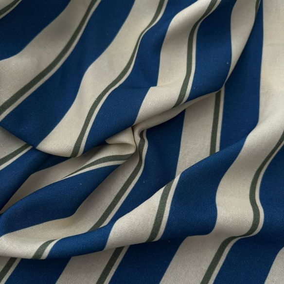 Tecido Linho Misto Listras Blue • Conexão Tecidos