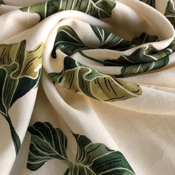 LINHO MISTO ESTAMPAMDO FOLHAGEM. 