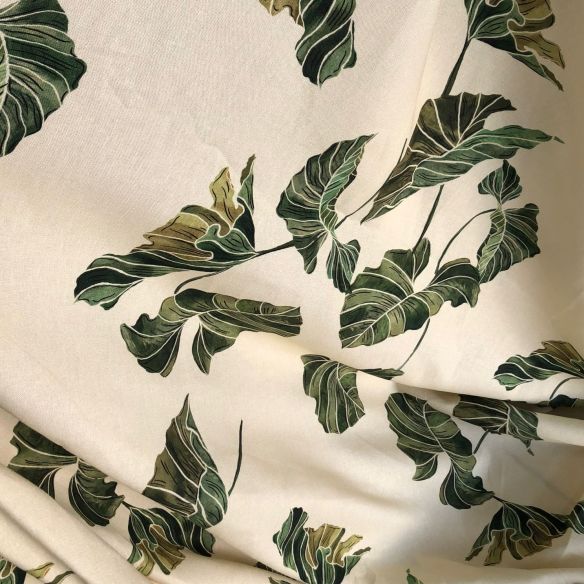 LINHO MISTO ESTAMPAMDO FOLHAGEM. 