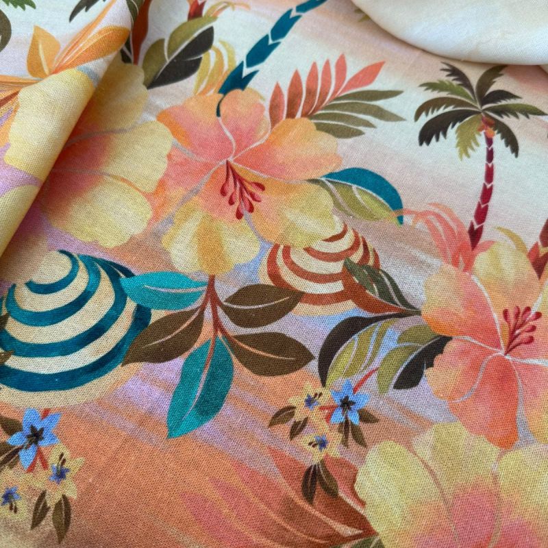 LINHO MISTO ESTAMPA BARRADA PRAIA • Conexão Tecidos