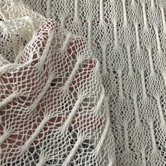 Tecido Crochet Rimini Macrame Natural • Conexão Tecidos