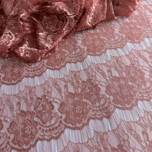 Tecido Renda Chantilly Nude Rosé • Conexão Tecidos