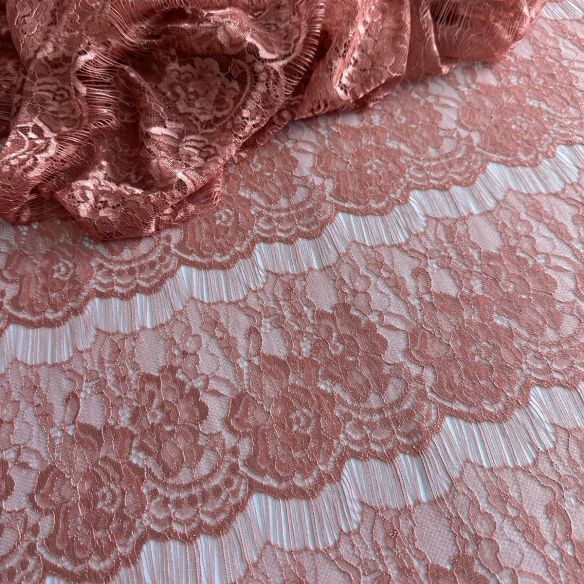 Tecido Renda Chantilly Nude Rosé • Conexão Tecidos