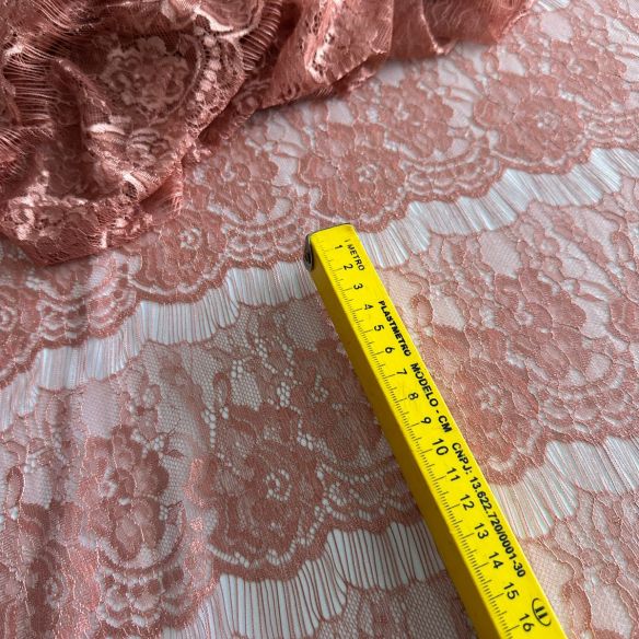 Tecido Renda Chantilly Nude Rosé • Conexão Tecidos