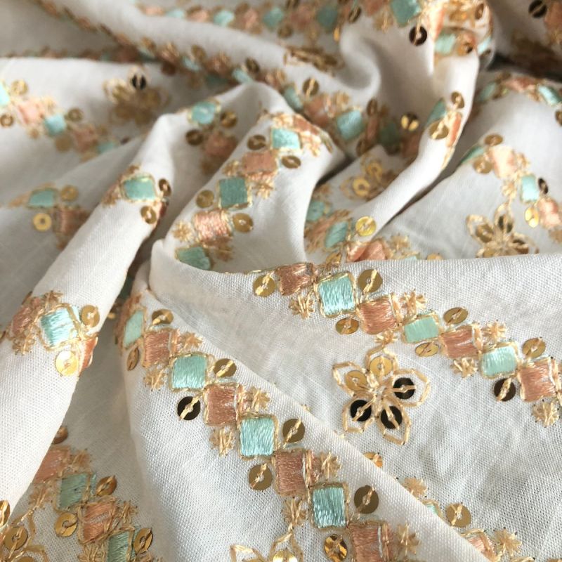 Tecido Viscolinho Bordado Indiano Bali Verde • Conexão Tecidos