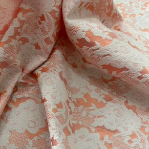 Tecido Jacquard Floral Dupla Face Relevo Salmão • Conexão Tecidos