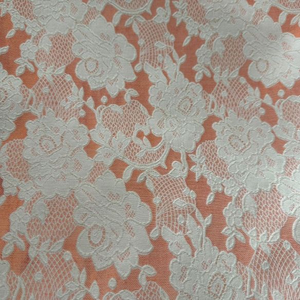Tecido Jacquard Floral Dupla Face Relevo Salmão • Conexão Tecidos