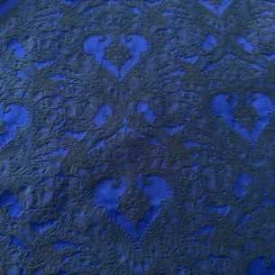 Tecido Jacquard Floral Dupla Face Relevo Royal e Preto • Conexão 2
