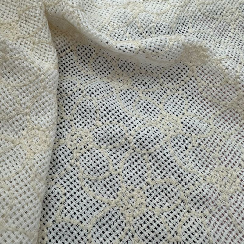 Tecido Tela Bordada Natural Off White • Conexão Tecidos