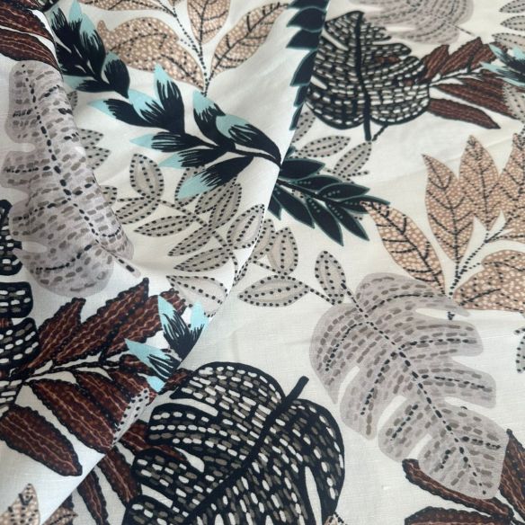 TECIDO CAMBRAIA DE LINHO MISTO FOLHAGEM III • Conexão Tecidos