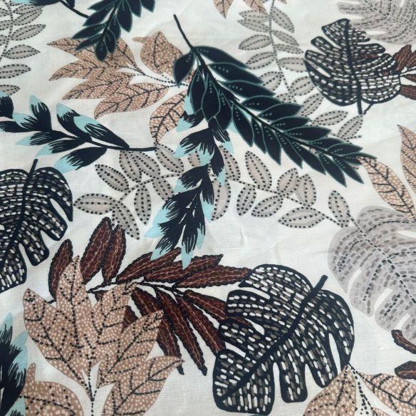 TECIDO CAMBRAIA DE LINHO MISTO FOLHAGEM III • Conexão Tecidos