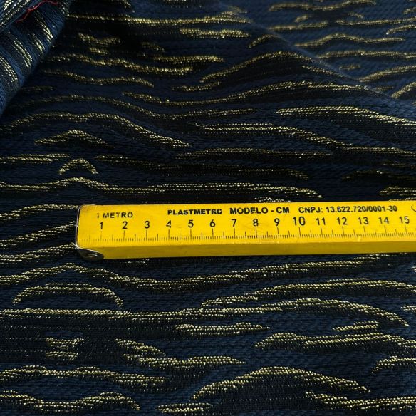 Tecido Jacquard Azul Soberano Gold • Conexão Tecidos