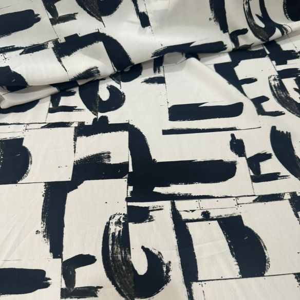 Tecido Crepe de Chine Estampado Arte Contemporânea • Conexão Tecidos