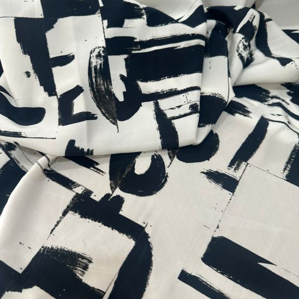 Tecido Crepe de Chine Estampado Arte Contemporânea • Conexão Tecidos