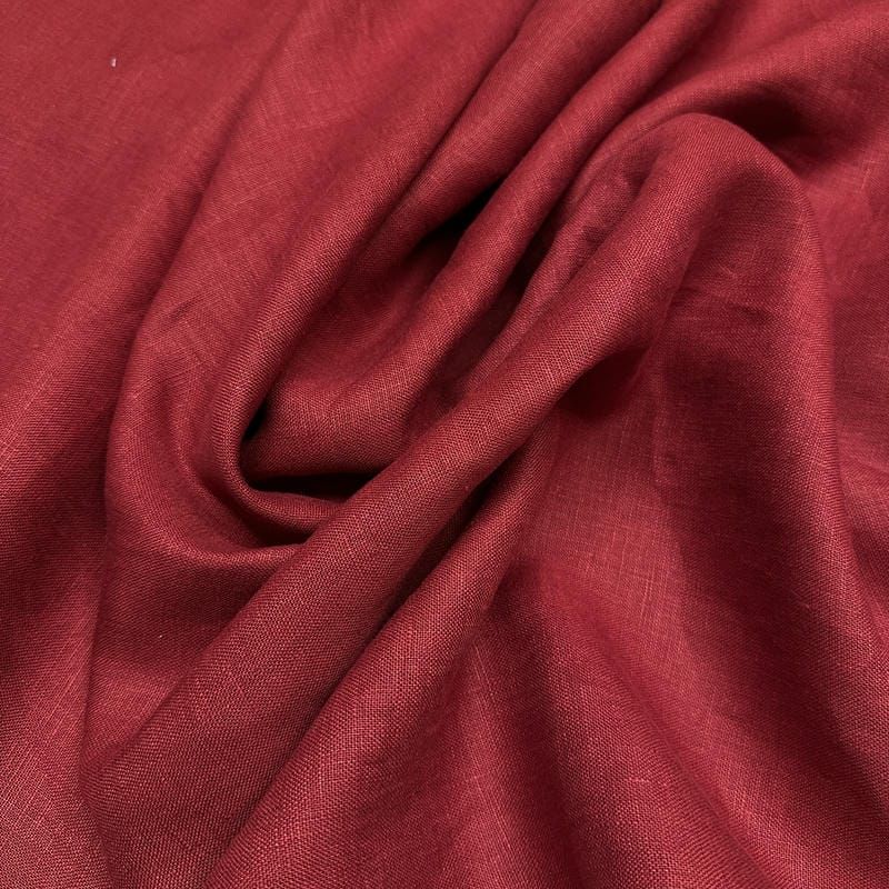 Tecido Linho Puro Liso Blood Red • Conexão Tecidos