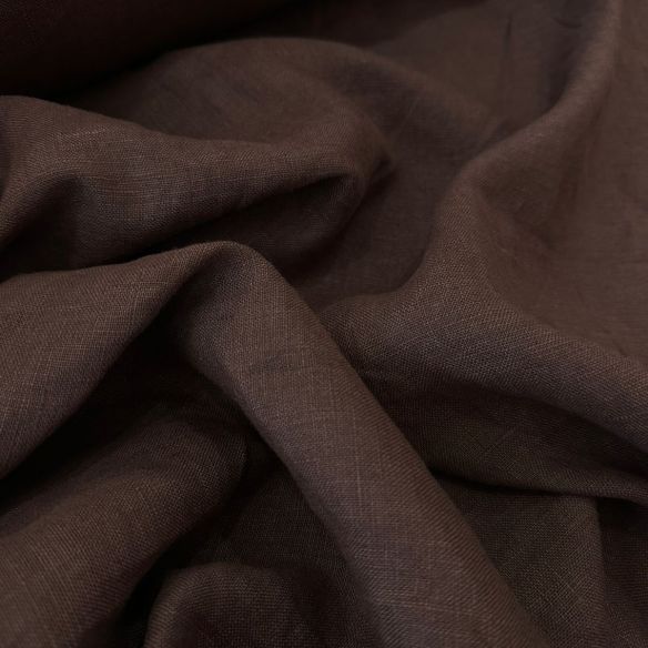 Tecido Linho Puro Liso Marrom café • Conexão Tecidos