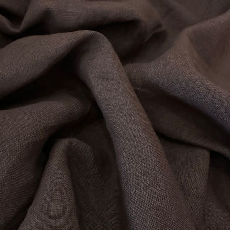 Tecido Linho Puro Liso Marrom café • Conexão Tecidos