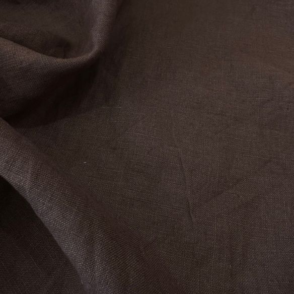 Tecido Linho Puro Liso Marrom café • Conexão Tecidos