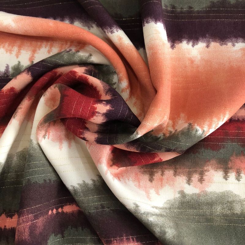 Tecido Viscose Estampada Tie Dye African Foil • Conexão Tecidos