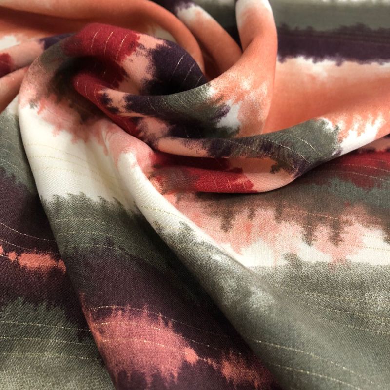 Tecido Viscose Estampada Tie Dye African Foil • Conexão Tecidos