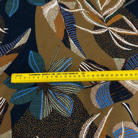 Tecido Viscose Estampada Selva Dourada • Conexão Tecidos