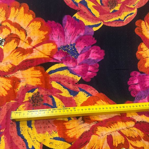 Tecido Viscose Maquinetada Estampada Brasa Floral • Conexão Tecidos