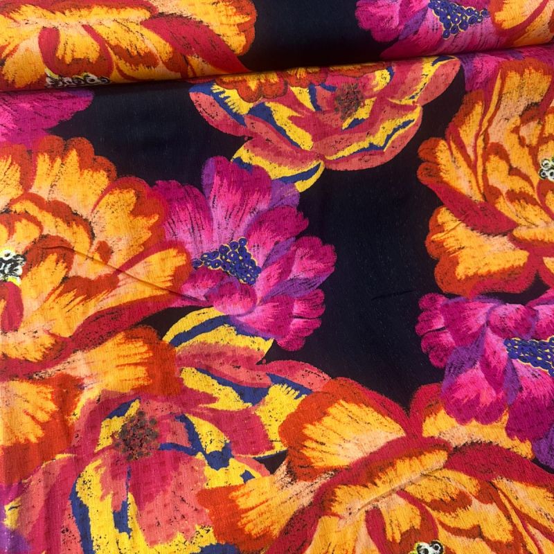 Tecido Viscose Maquinetada Estampada Brasa Floral • Conexão Tecidos