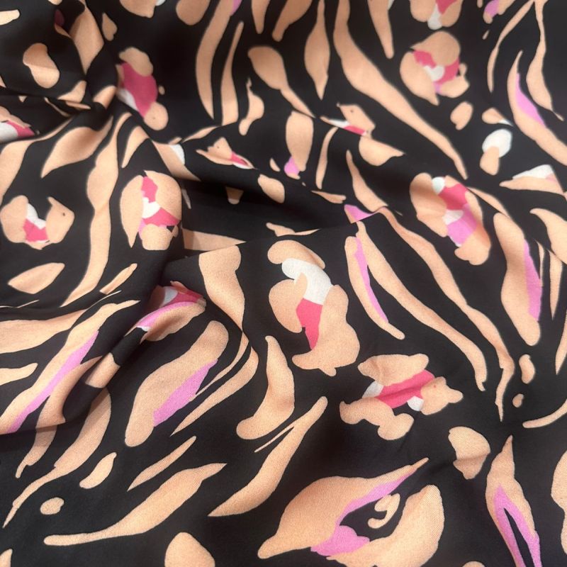 Tecido Viscose Estampada Safari Pink • Conexão Tecidos