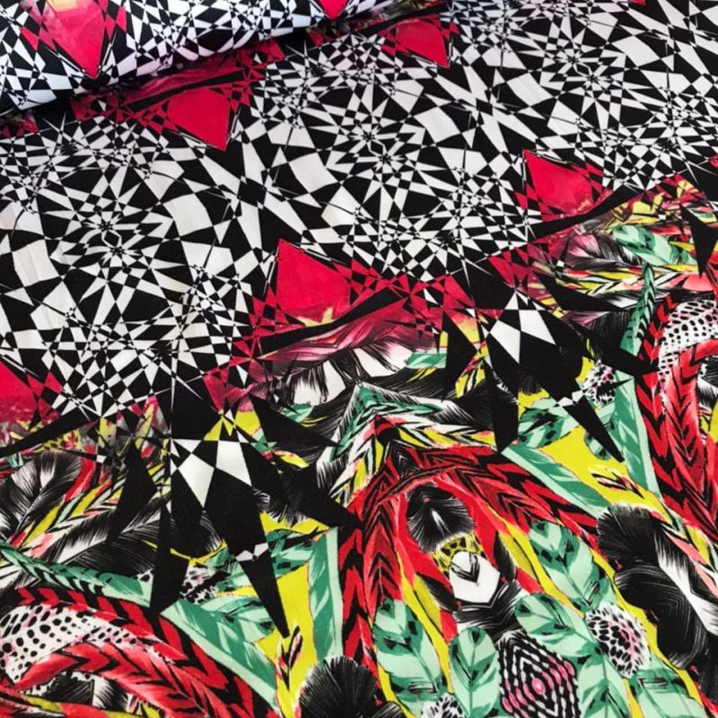 Tecido Sarja Estampada Etnic Colors • Conexão Tecidos