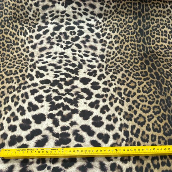 Tecido Cetim de Seda Estampado Leopardo • Conexão Tecidos