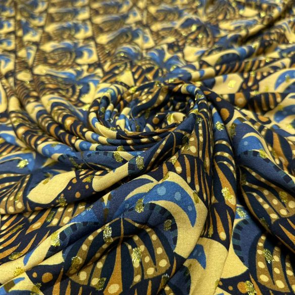 Tecido Viscose Estampada Palmeira Real Foil • Conexão Tecidos