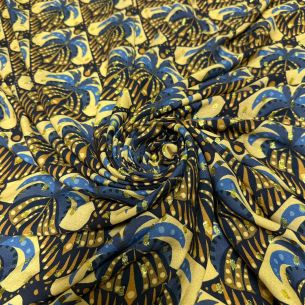 Tecido Viscose Estampada Palmeira Real Foil • Conexão Tecidos 2