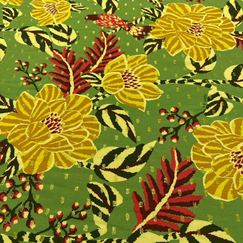 Tecido Viscose Estampada Tropical Paisley Safari Foil • Conexão