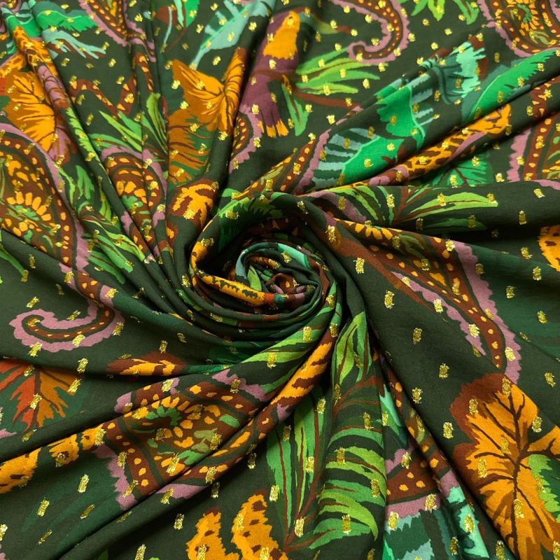 Tecido Viscose Estampada Reino Tropical Foil • Conexão Tecidos