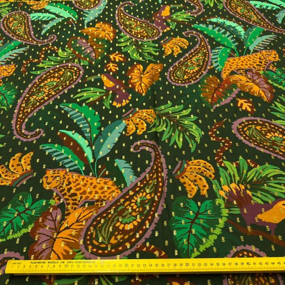 Tecido Viscose Estampada Reino Tropical Foil • Conexão Tecidos