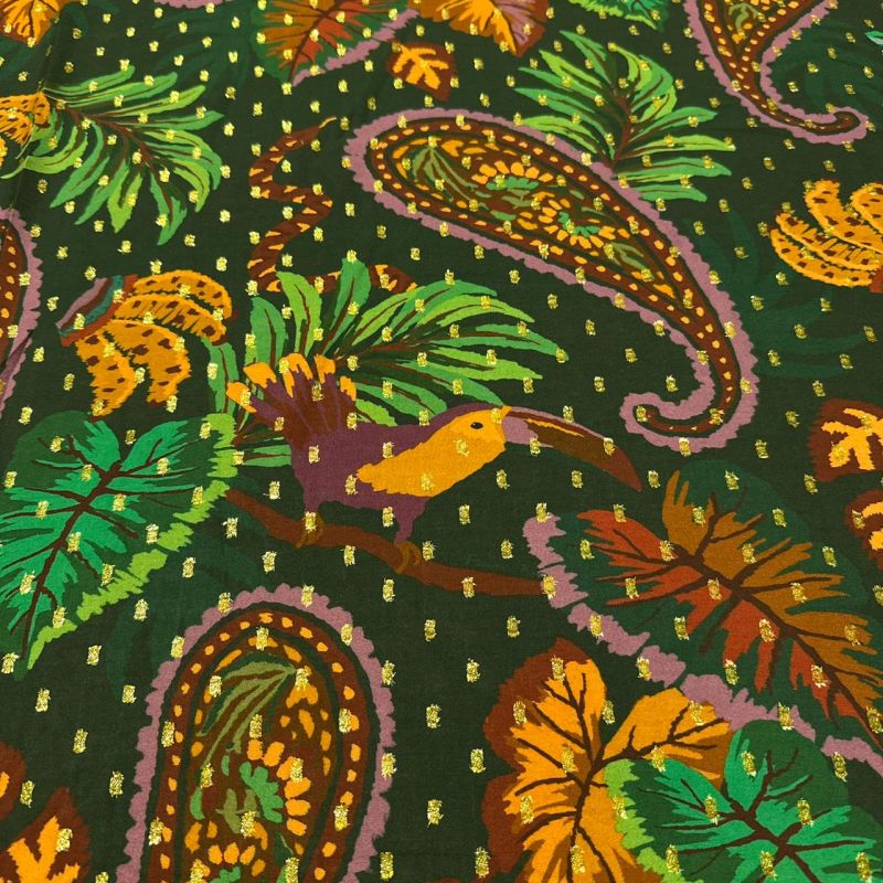 Tecido Viscose Estampada Reino Tropical Foil • Conexão Tecidos
