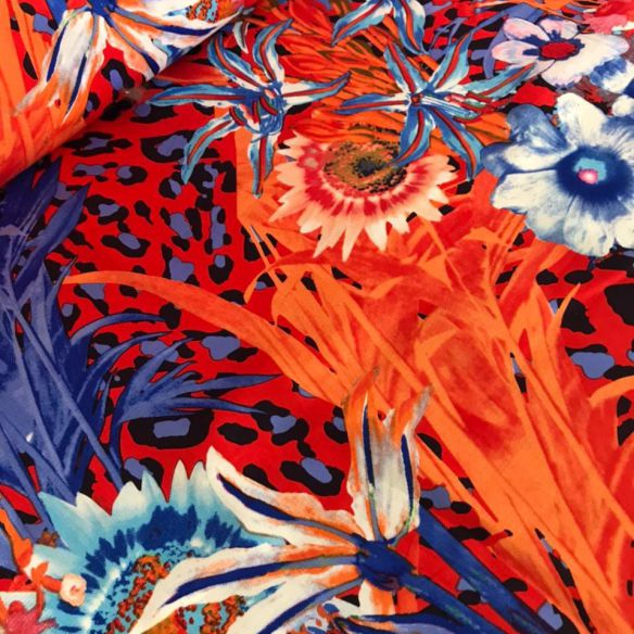 Tecido Sarja Acetinada Estampada Selva Tropical Aurora • Conexão