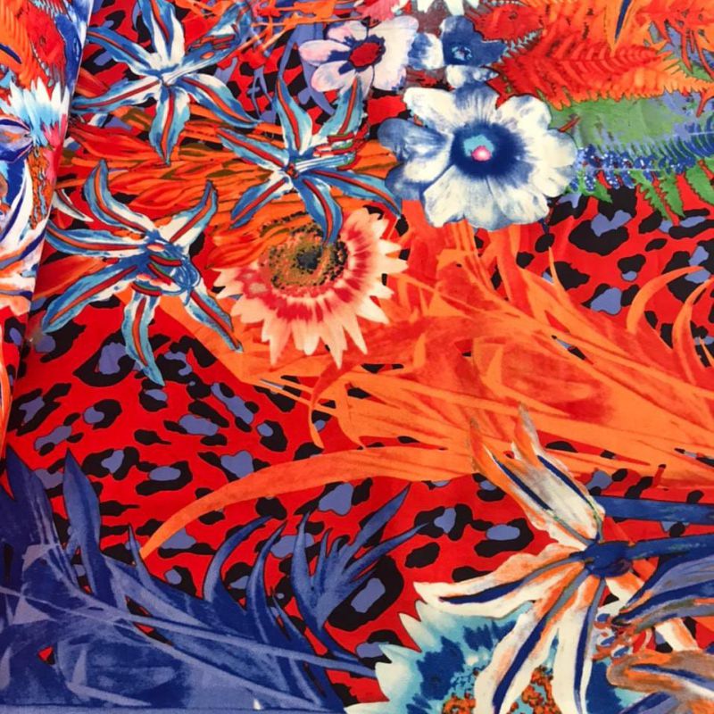 Tecido Sarja Acetinada Estampada Selva Tropical Aurora • Conexão