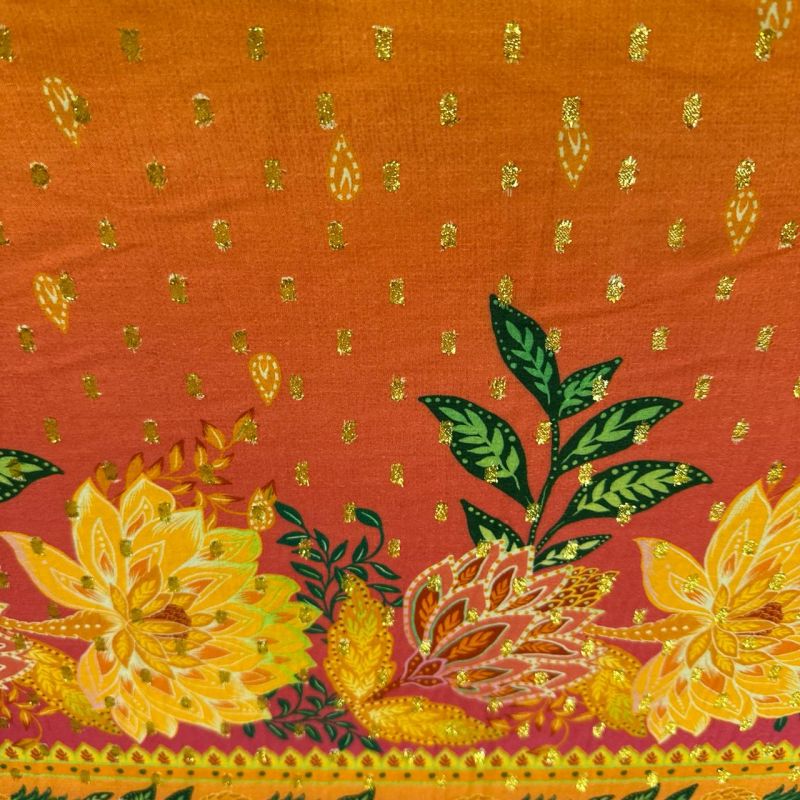 Tecido Viscose Estampada Barrado Tropical Foil • Conexão Tecidos