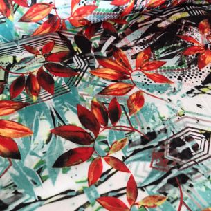 Tecido Sarja Acetinada Estampada Abstract Colors • Conexão Tecidos