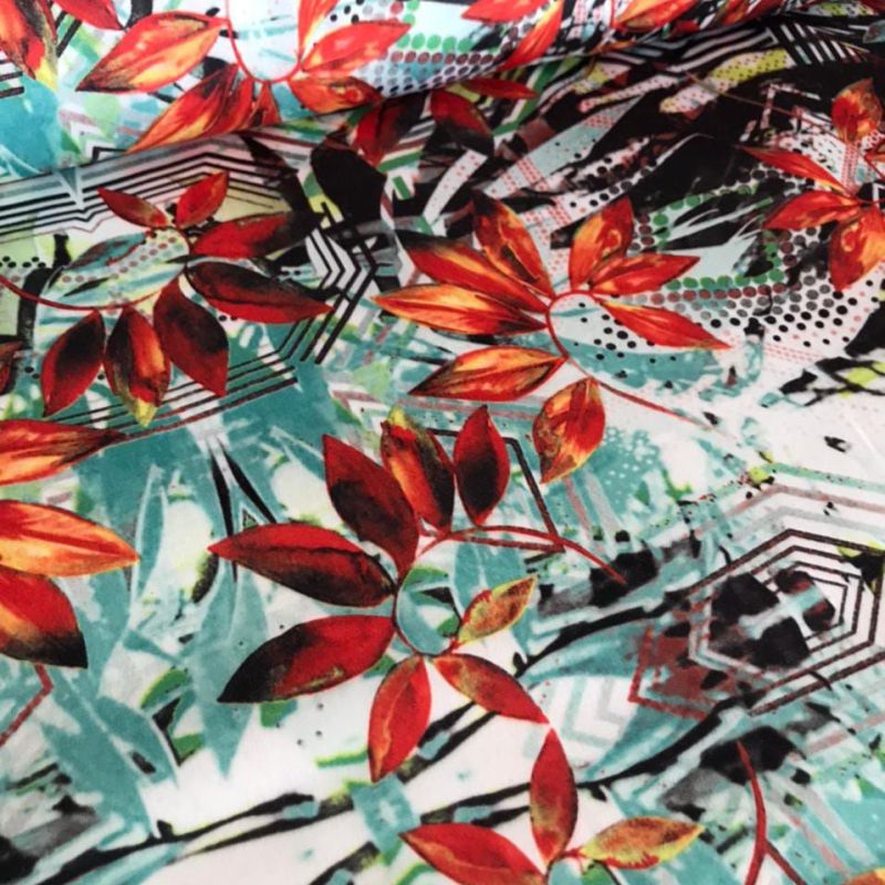 Tecido Sarja Acetinada Estampada Abstract Colors • Conexão Tecidos