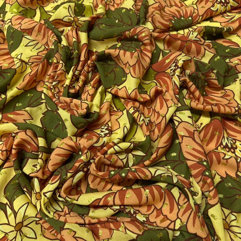 Tecido Viscose Estampada Alegria das Cores Foil • Conexão Tecidos