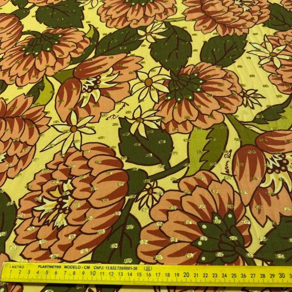 Tecido Viscose Estampada Alegria das Cores Foil • Conexão Tecidos