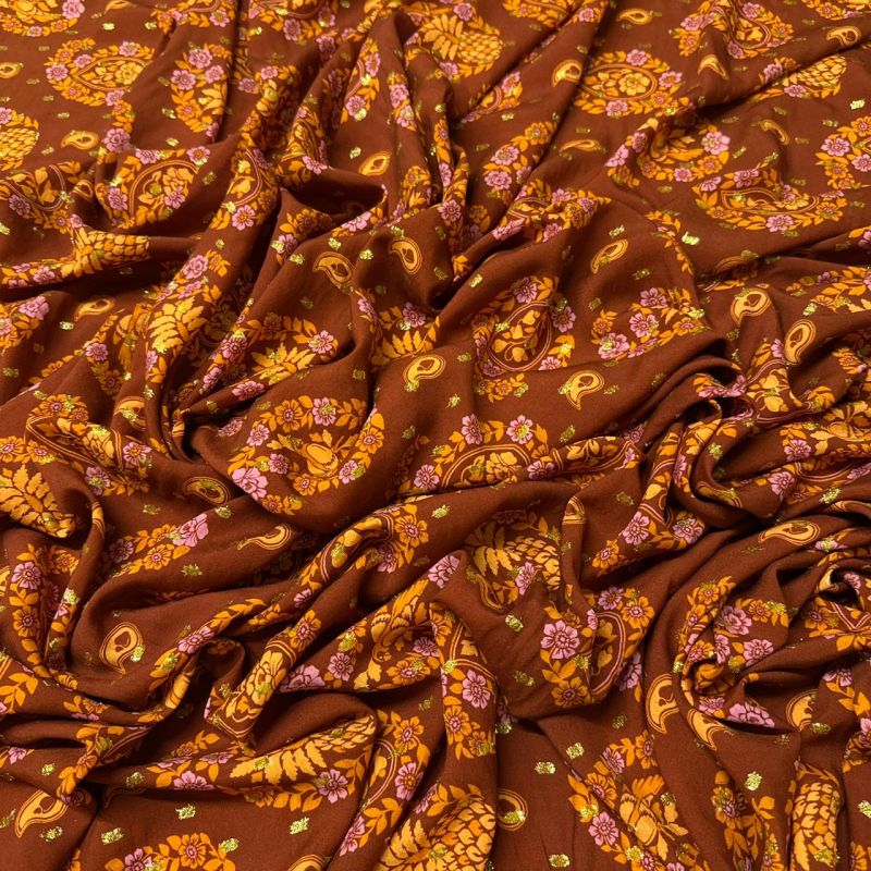 Tecido Viscose Estampada Boho Foil • Conexão Tecidos